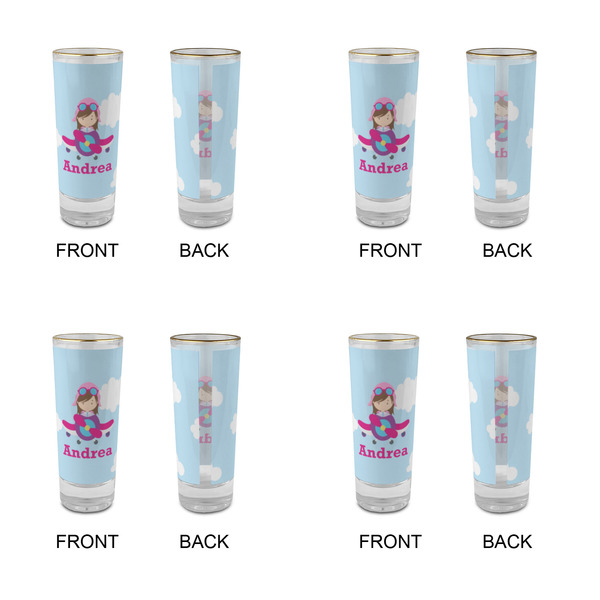 Airplane & Girl Pilot Glass Shot Glass - 2 oz - Set of 4 - APPROVAL