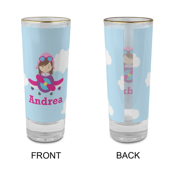 Airplane & Girl Pilot Glass Shot Glass - 2 oz - Single - APPROVAL