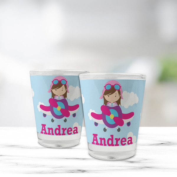 Airplane & Girl Pilot Glass Shot Glass - Standard - LIFESTYLE