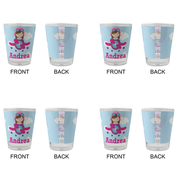 Airplane & Girl Pilot Glass Shot Glass - Standard - Set of 4 - APPROVAL