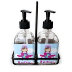 Airplane & Girl Pilot Glass Soap & Lotion Bottle Set (Personalized)