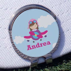 Airplane & Girl Pilot Golf Ball Marker - Hat Clip