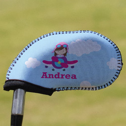 Airplane & Girl Pilot Golf Club Iron Cover (Personalized)