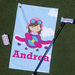 Airplane & Girl Pilot Golf Towel Gift Set (Personalized)