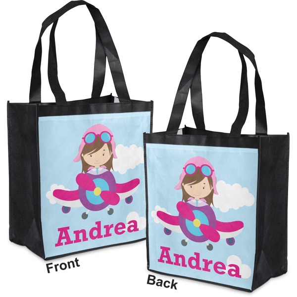 Airplane & Girl Pilot Grocery Bag - Apvl
