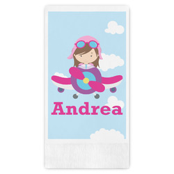 Airplane & Girl Pilot Guest Paper Towels - Full Color (Personalized)