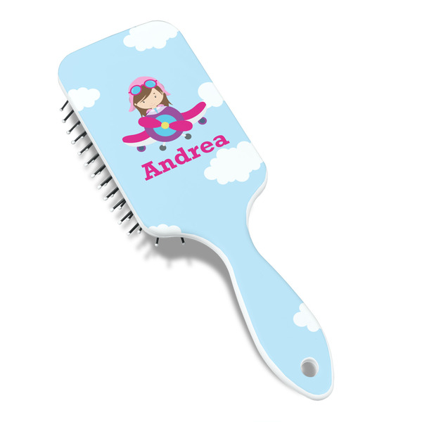 Airplane & Girl Pilot Hair Brush - Angle View