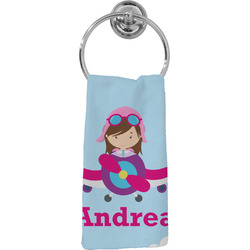 Airplane & Girl Pilot Hand Towel - Full Print (Personalized)