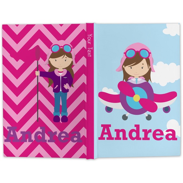 Airplane & Girl Pilot Hard Cover Journal - Apvl