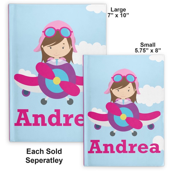 Airplane & Girl Pilot Hard Cover Journal - Compare