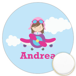 Airplane & Girl Pilot Printed Cookie Topper - 3.25" (Personalized)