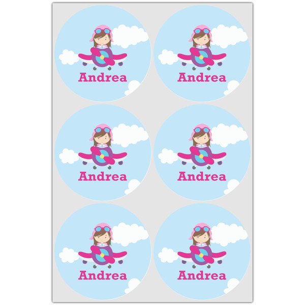 Airplane & Girl Pilot Icing Circle - Large - Set of 6