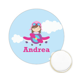 Airplane & Girl Pilot Printed Cookie Topper - 2.15" (Personalized)
