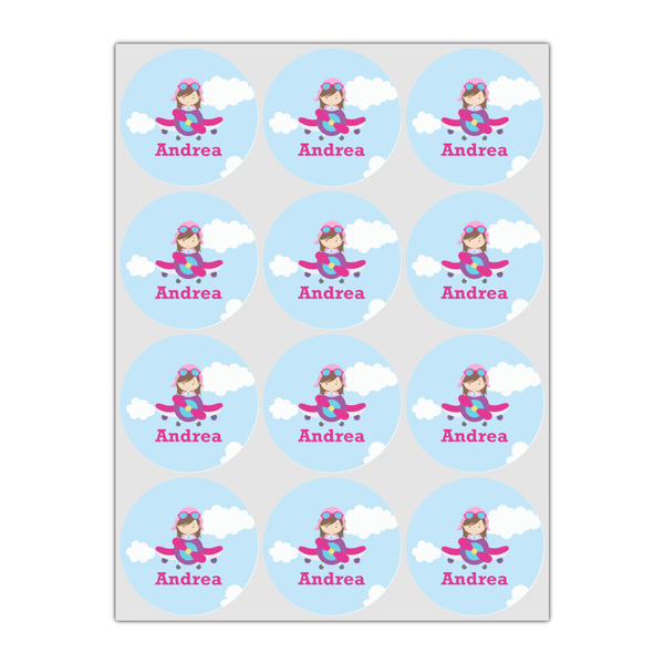 Airplane & Girl Pilot Icing Circle - Small - Set of 12
