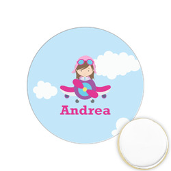 Airplane & Girl Pilot Printed Cookie Topper - 1.25" (Personalized)