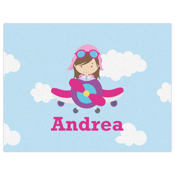 Airplane & Girl Pilot Indoor / Outdoor Rug - 6'x8' - Front Flat