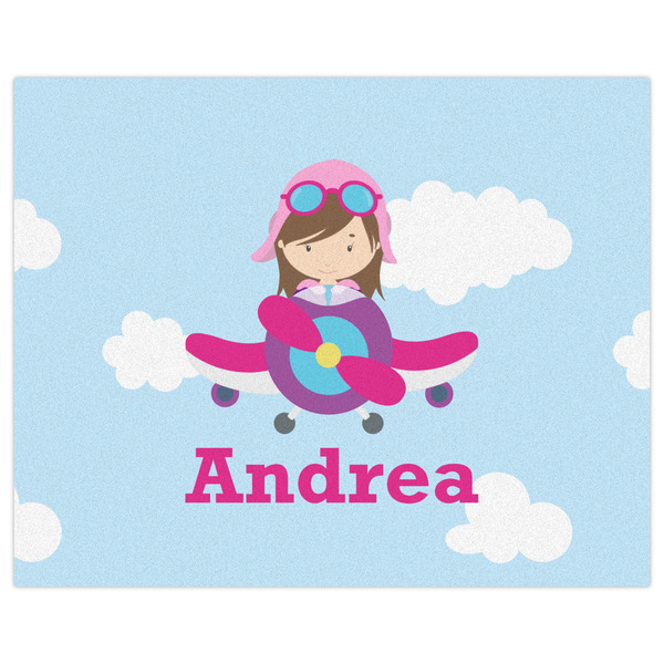 Airplane & Girl Pilot Indoor / Outdoor Rug - 8'x10' - Front Flat