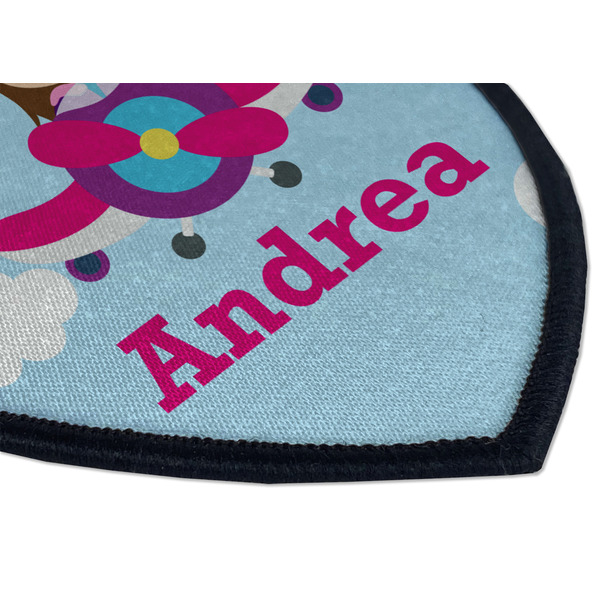 Airplane & Girl Pilot Iron on Shield 3 Detail