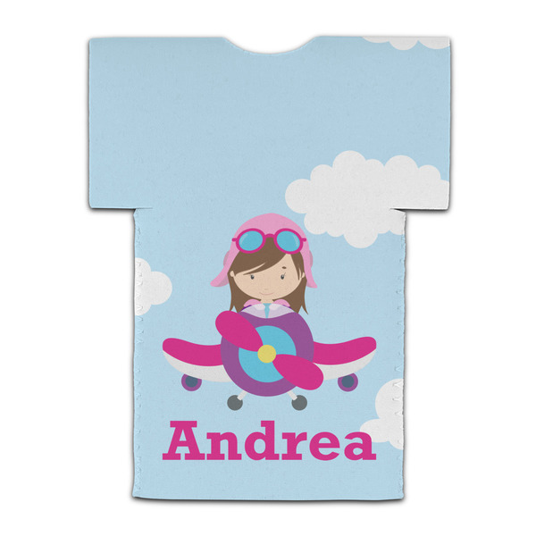 Airplane & Girl Pilot Jersey Bottle Cooler - BACK (flat)