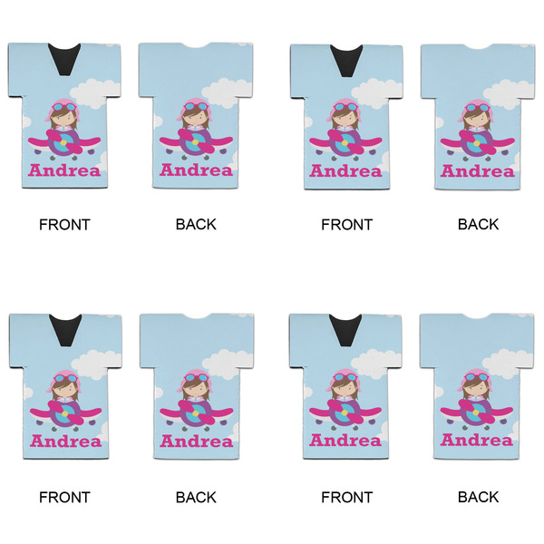 Airplane & Girl Pilot Jersey Bottle Cooler - Set of 4 - APPROVAL