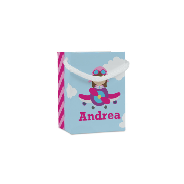 Custom Airplane & Girl Pilot Jewelry Gift Bags - Gloss (Personalized)