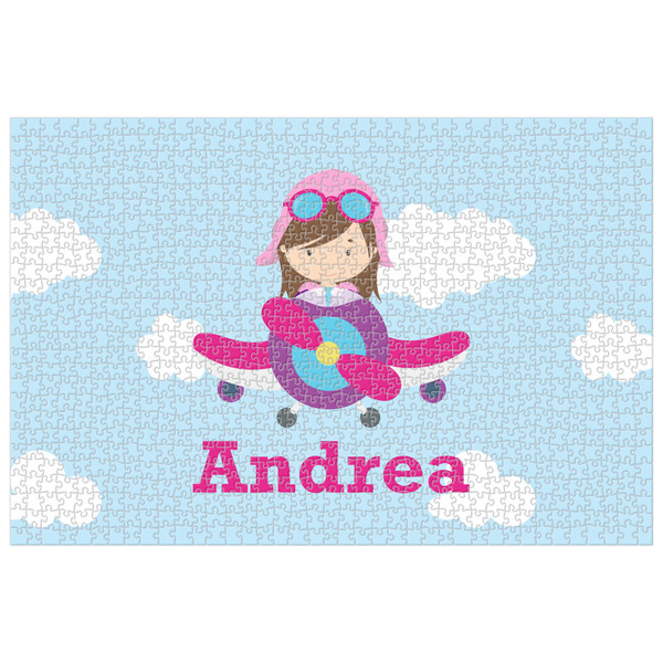 Custom Airplane & Girl Pilot Jigsaw Puzzle - 1000-piece (Personalized)
