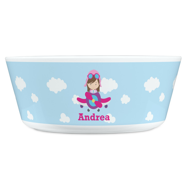 Airplane & Girl Pilot Kids Bowls - FRONT
