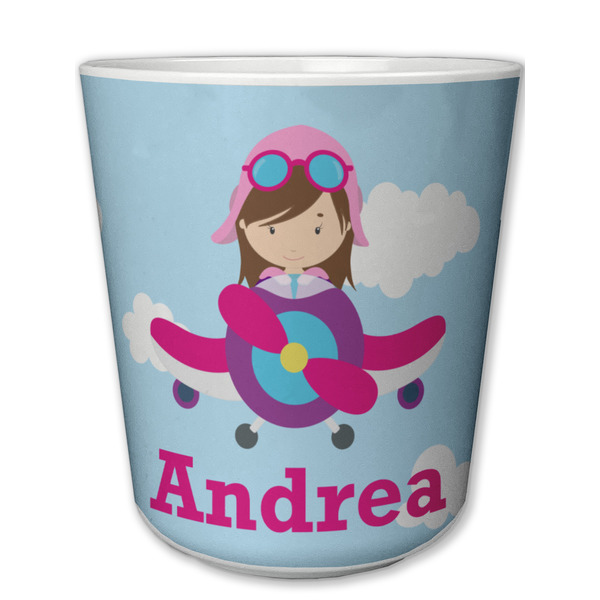 Custom Airplane & Girl Pilot Plastic Tumbler 6oz (Personalized)