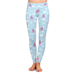 Airplane & Girl Pilot Ladies Leggings - 2X-Large (Personalized)