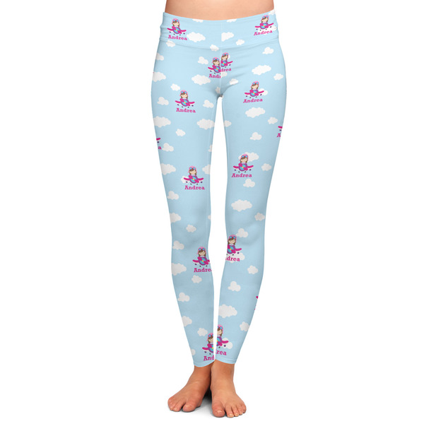 Custom Airplane & Girl Pilot Ladies Leggings - Extra Large (Personalized)