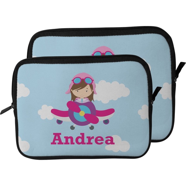Airplane & Girl Pilot Laptop Sleeve (Size Comparison)