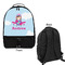 Airplane & Girl Pilot Large Backpack - Black - Front & Back View