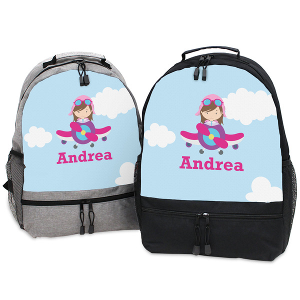 Airplane & Girl Pilot Large Backpacks - Both