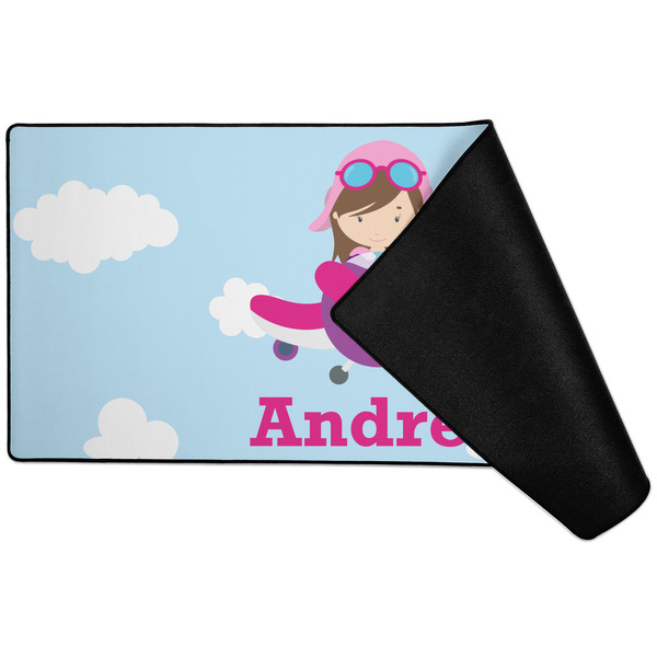Airplane & Girl Pilot Large Gaming Mats - FRONT W/ FOLD