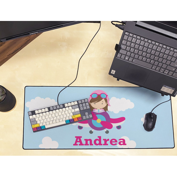 Airplane & Girl Pilot Large Gaming Mats - LIFESTYLE