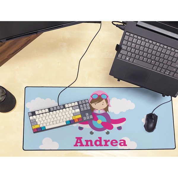 Airplane & Girl Pilot Large Gaming Mats - LIFESTYLE