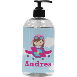 Airplane & Girl Pilot Plastic Soap / Lotion Dispenser (Personalized)