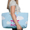 Airplane & Girl Pilot Large Rope Tote Bag - In Context View