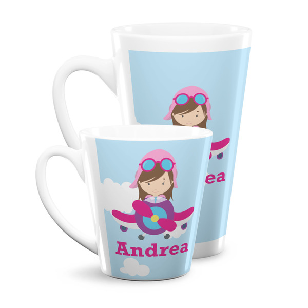 Airplane & Girl Pilot Latte Mugs Main