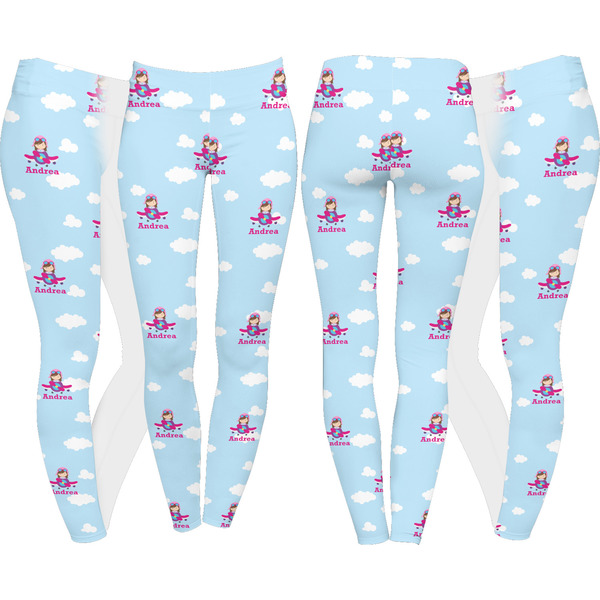Airplane & Girl Pilot Leggings Turn Around - Apvl