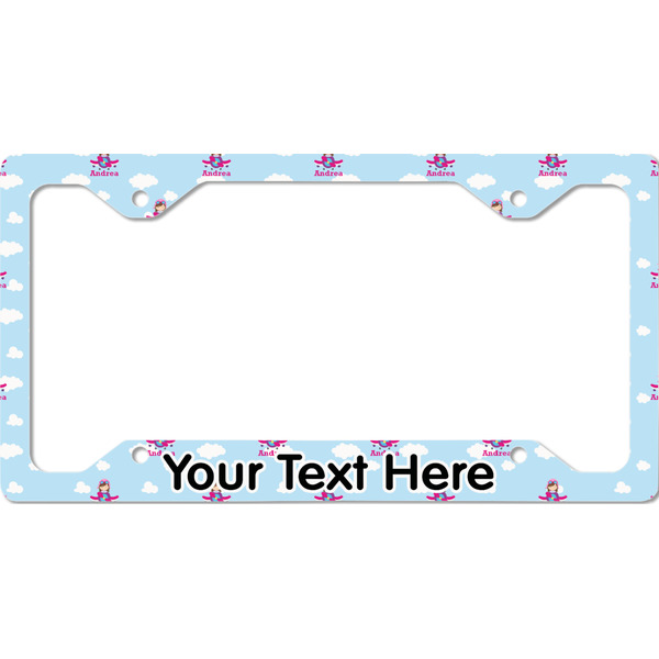 Custom Airplane & Girl Pilot License Plate Frame - Style C (Personalized)