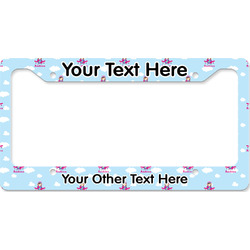 Airplane & Girl Pilot License Plate Frame - Style B (Personalized)