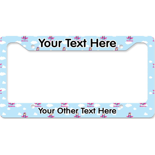 Custom Airplane & Girl Pilot License Plate Frame - Style B (Personalized)