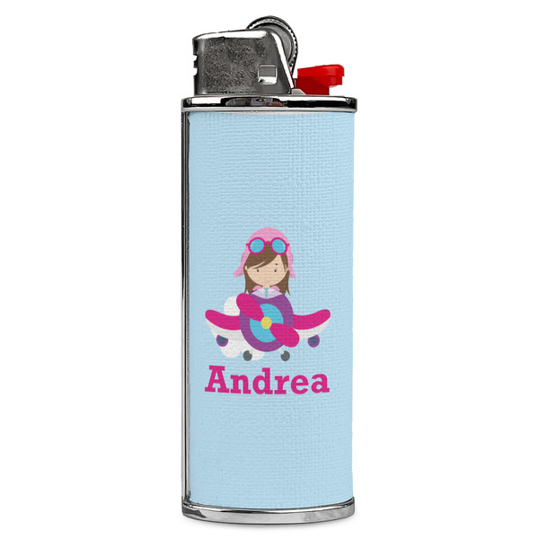 Custom Airplane & Girl Pilot Case for BIC Lighters (Personalized)