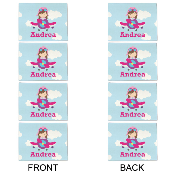 Airplane & Girl Pilot Linen Placemat - APPROVAL Set of 4 (double sided)