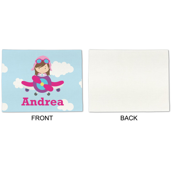 Airplane & Girl Pilot Linen Placemat - APPROVAL Single (single sided)