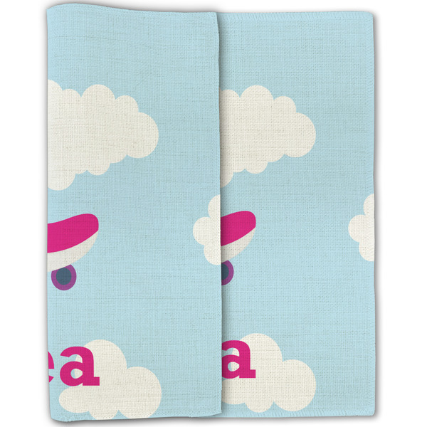 Airplane & Girl Pilot Linen Placemat - Folded Half (double sided)