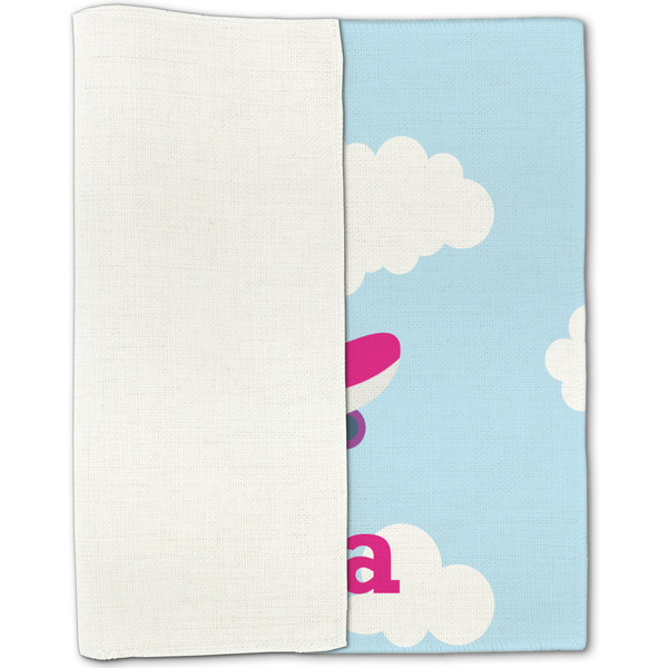 Airplane & Girl Pilot Linen Placemat - Folded Half