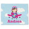Airplane & Girl Pilot Single-Sided Linen Placemat - Single w/ Name or Text