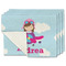 Airplane & Girl Pilot Single-Sided Linen Placemat - Set of 4 w/ Name or Text
